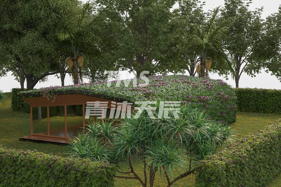 单体建筑屋面绿化设计效果图